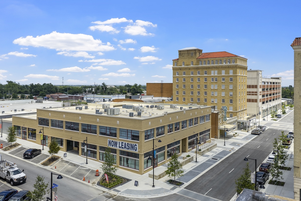 An arial view of the Hawn West apartments in the Hawn Plaza.