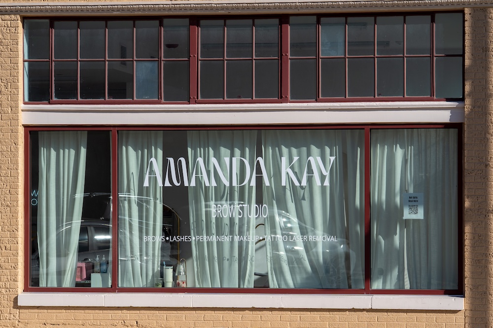Amanda Kay Brow Studio front window from street.
